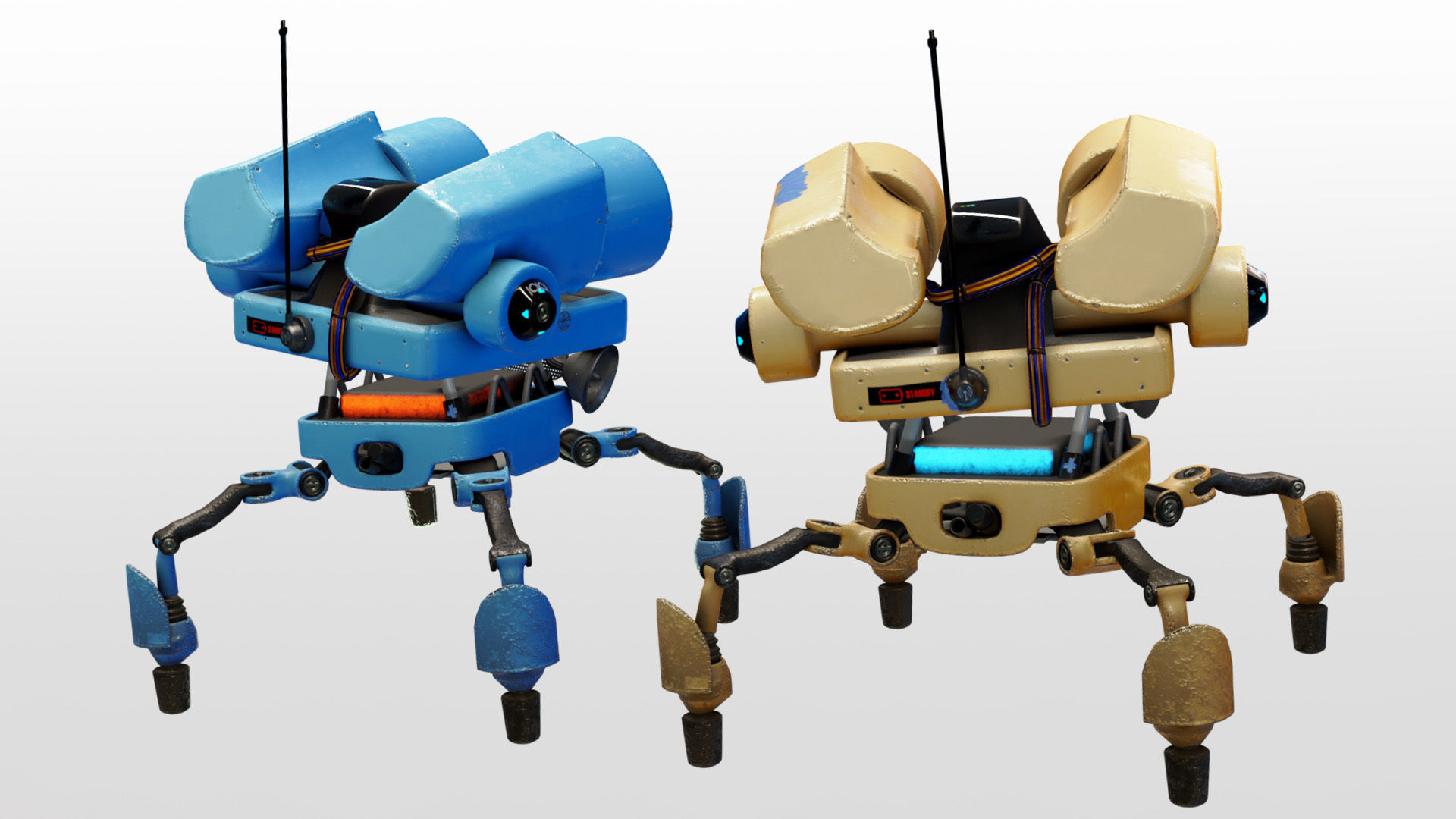 Piccolo - Spider robot sci-fi character Low-poly 3D model_7