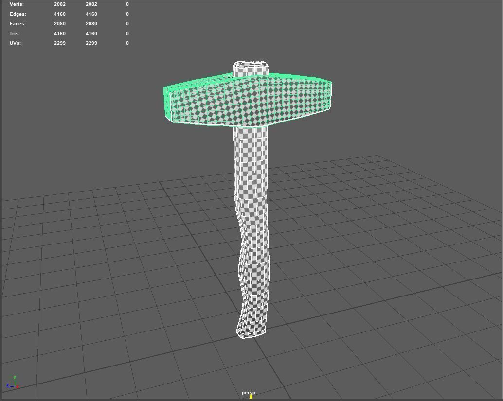 Hammer Low-poly 3D model Several working tools - PBR Game Ready Low-poly 3D model_6