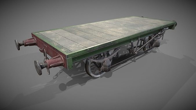 Flatbed Wagon Low-poly 3D model