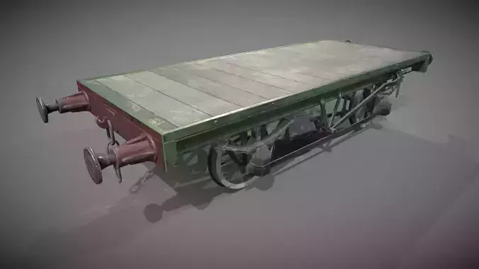 Flatbed Wagon Low-poly 3D model
