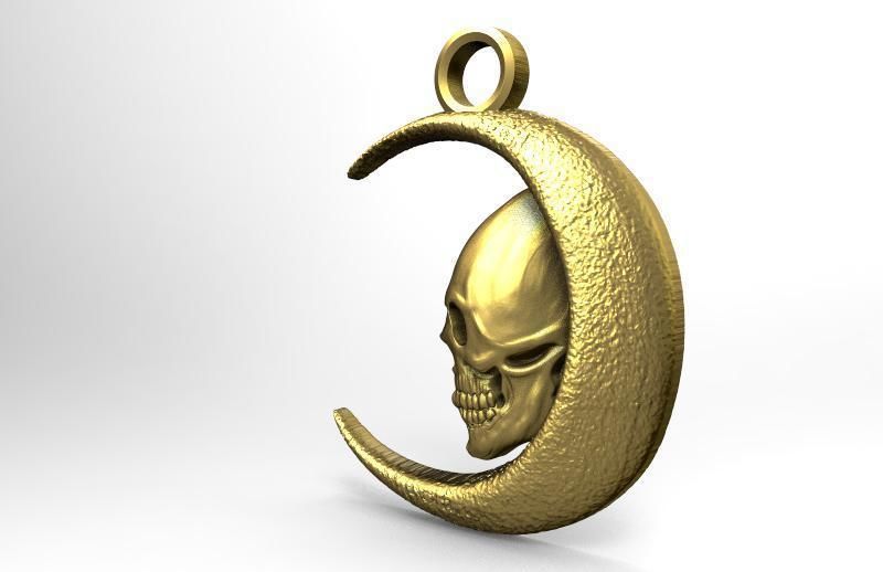 Skull moon pendant 3D print model_1