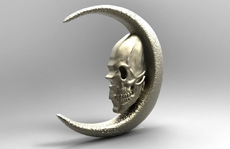 Skull moon pendant 3D print model_8