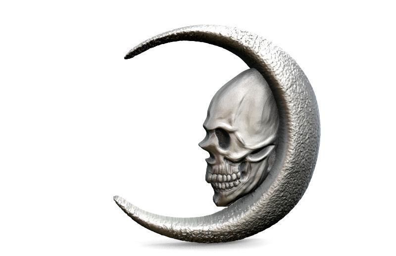 Skull moon pendant 3D print model_4