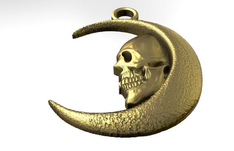 Skull moon pendant 3D print model_3