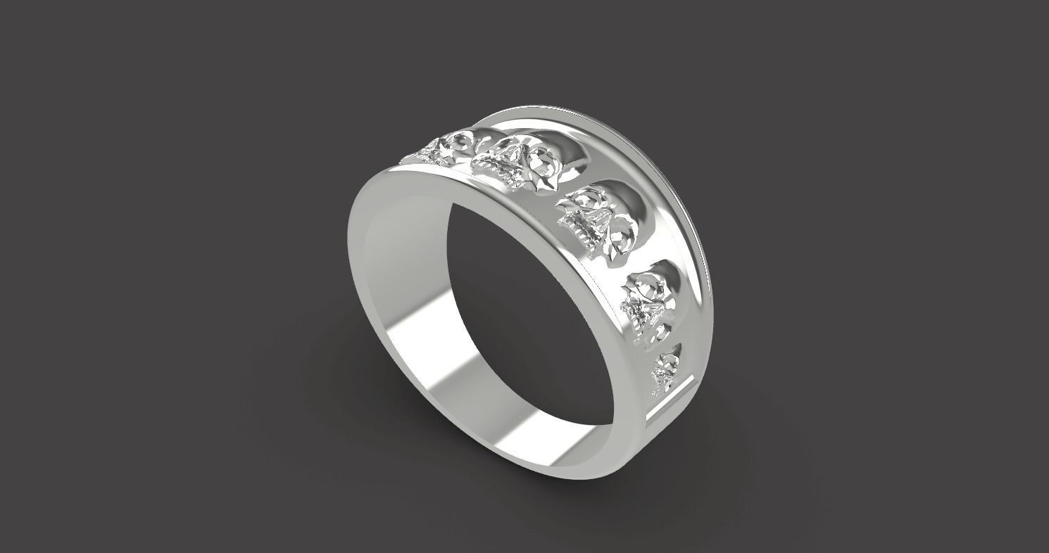 Full Skulled Ring 3D print model_3