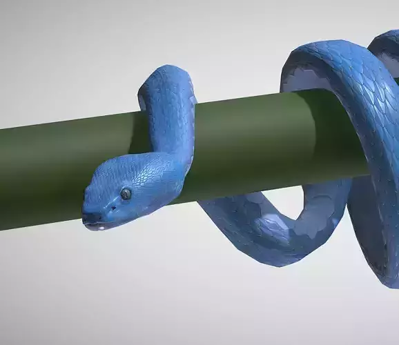 Snake - Blue Viper with animations Low-poly 3D model