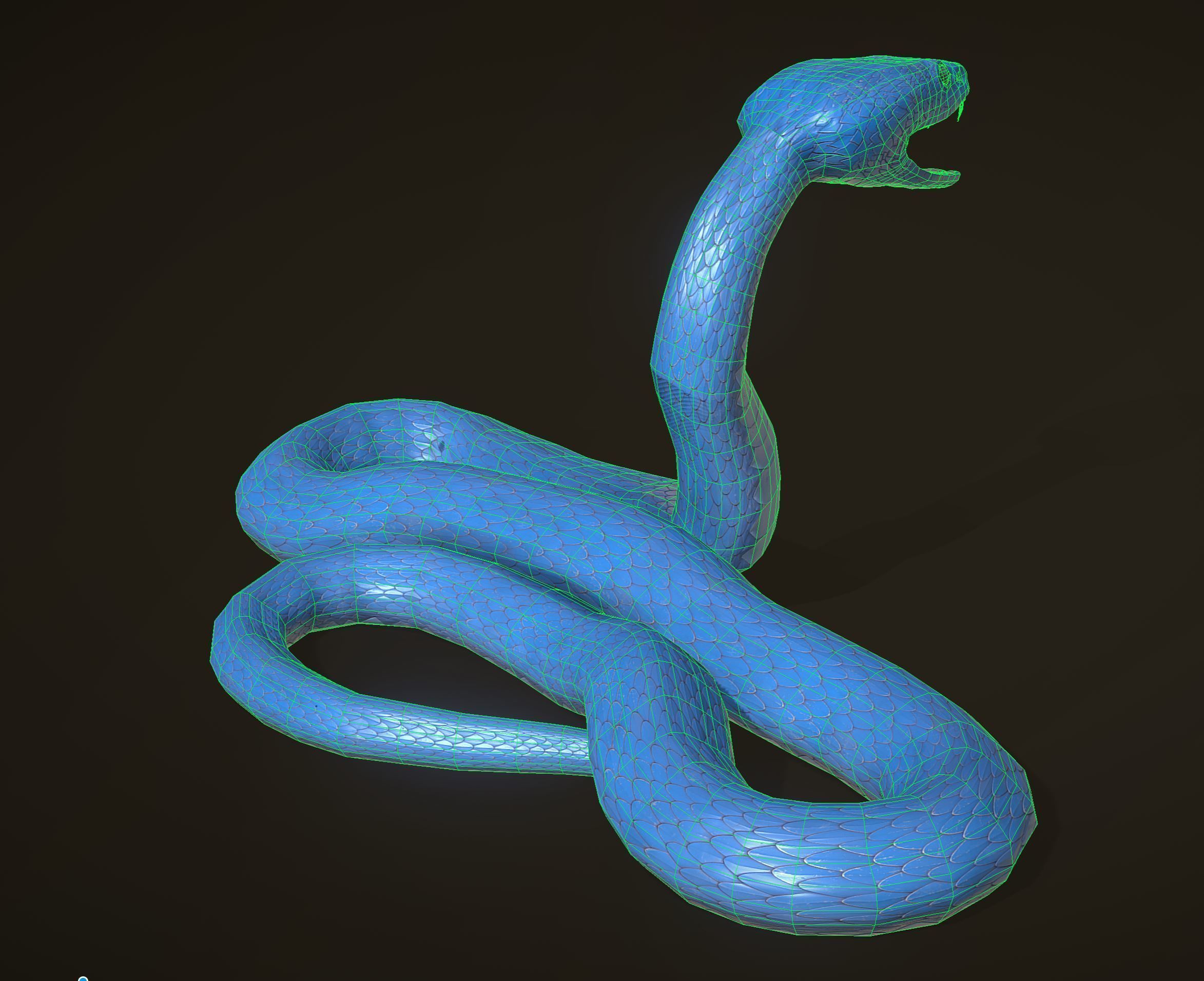 Snake - Blue Viper with animations Low-poly 3D model_25