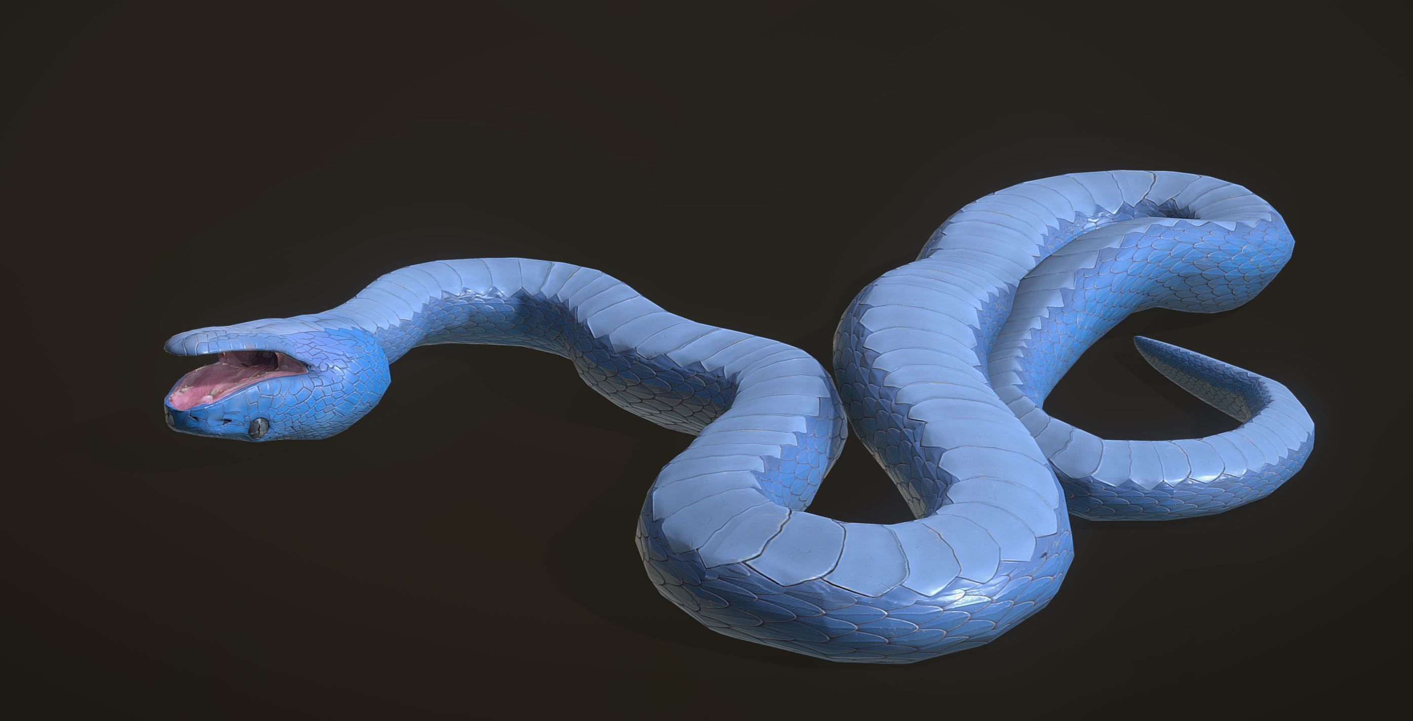 Snake - Blue Viper with animations Low-poly 3D model_9