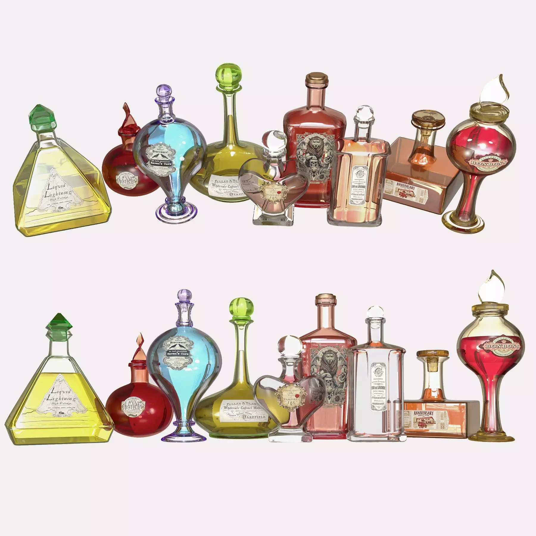 ColorGlassBottle bottles and potions Low-poly 3D model_0