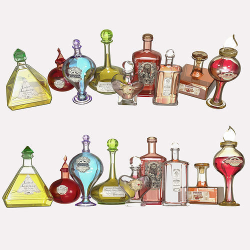ColorGlassBottle bottles and potions Low-poly 3D model