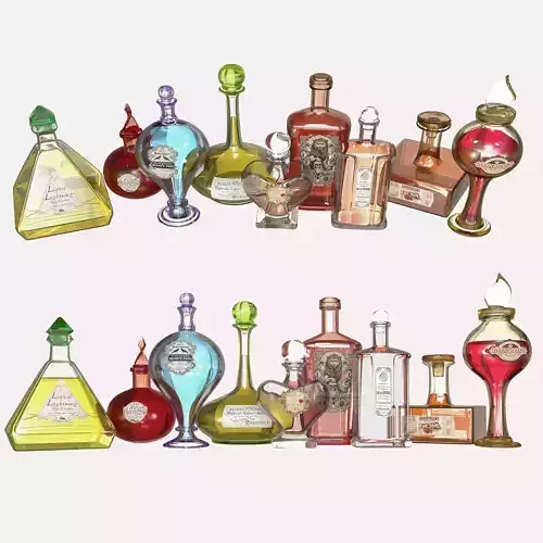 ColorGlassBottle bottles and potions Low-poly 3D model