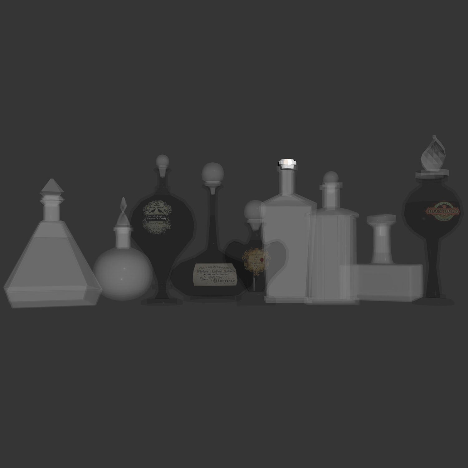 ColorGlassBottle bottles and potions Low-poly 3D model_3