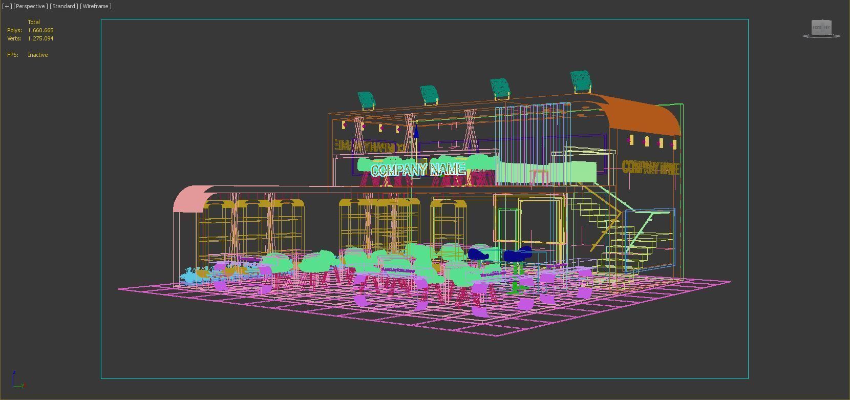 Booth Exhibition Stand Stall 10X10m Height 500 cm 3 Side Open  3D model_9