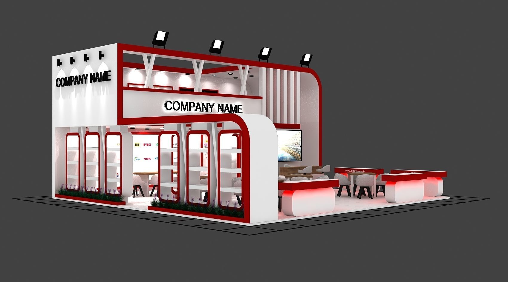 Booth Exhibition Stand Stall 10X10m Height 500 cm 3 Side Open  3D model_2