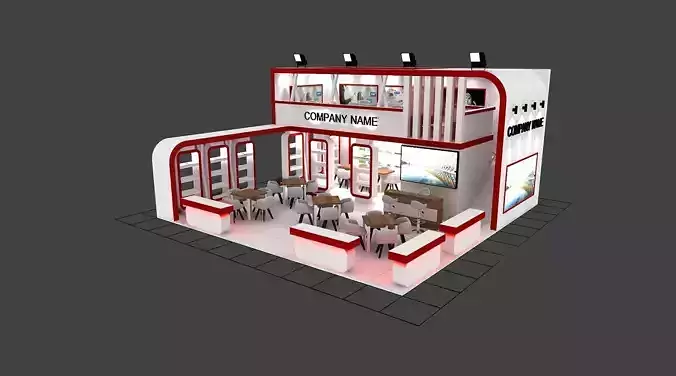 Booth Exhibition Stand Stall 10X10m Height 500 cm 3 Side Open  3D model