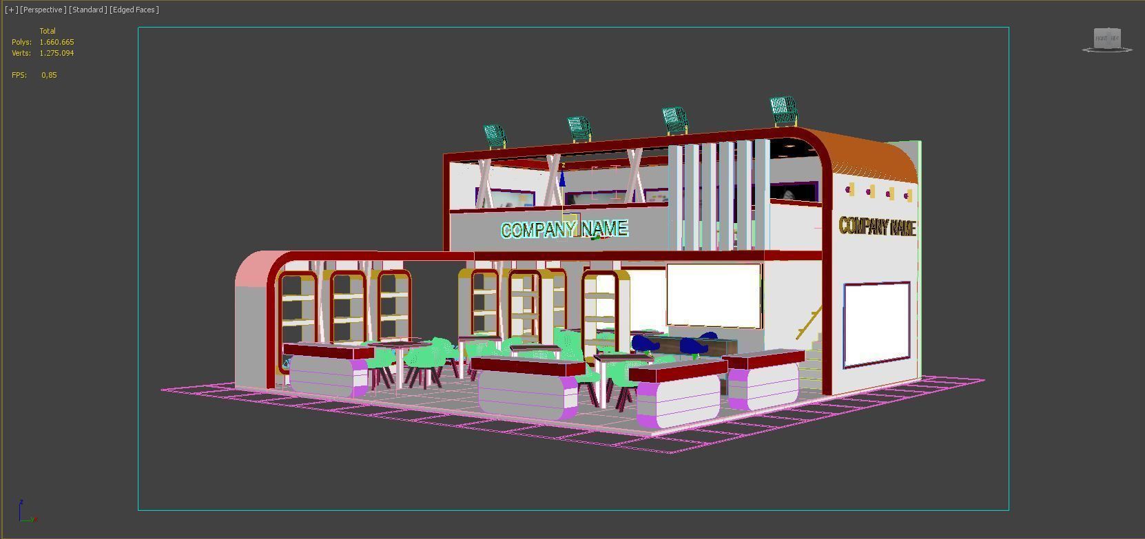 Booth Exhibition Stand Stall 10X10m Height 500 cm 3 Side Open  3D model_10
