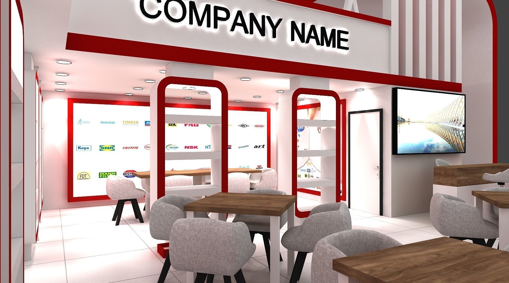 Booth Exhibition Stand Stall 10X10m Height 500 cm 3 Side Open  3D model_7