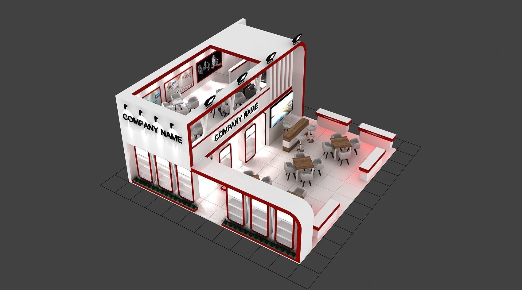 Booth Exhibition Stand Stall 10X10m Height 500 cm 3 Side Open  3D model_6