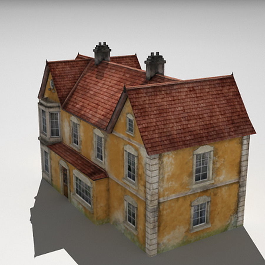 Realistic Old Building Low-poly 3D model_3