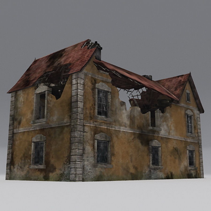 Realistic Old Building Low-poly 3D model_13