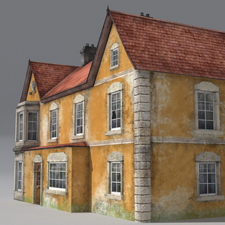 Realistic Old Building Low-poly 3D model_4