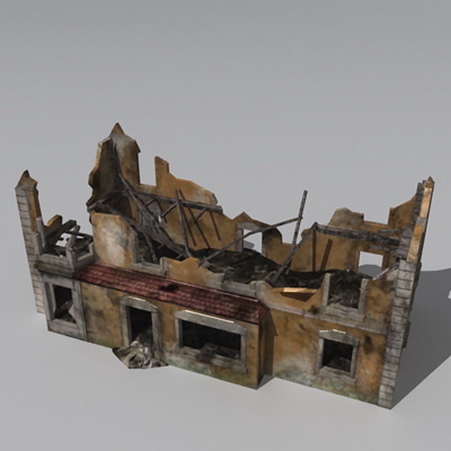 Realistic Old Building Low-poly 3D model_12