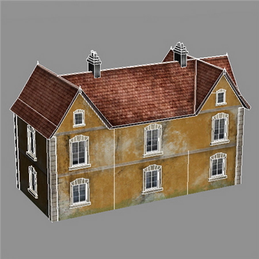 Realistic Old Building Low-poly 3D model_1