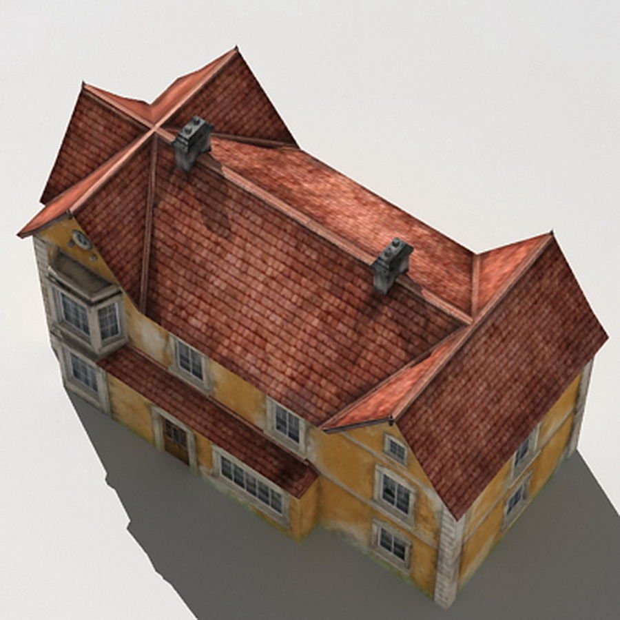 Realistic Old Building Low-poly 3D model_6