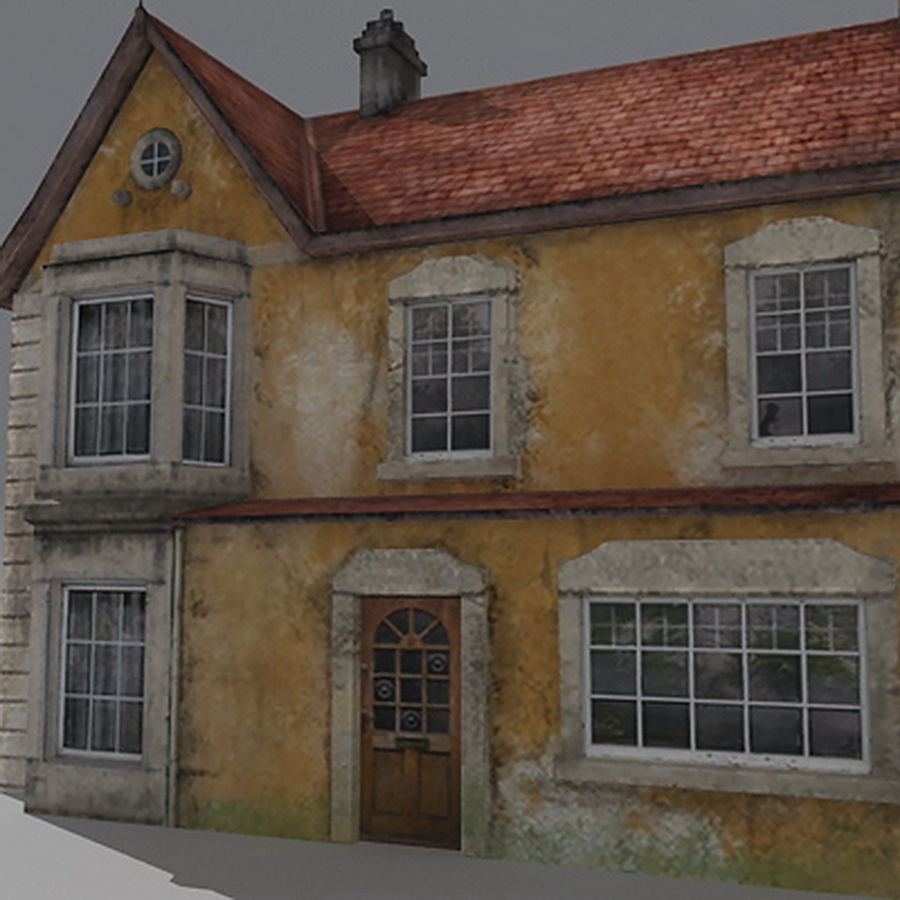 Realistic Old Building Low-poly 3D model_8