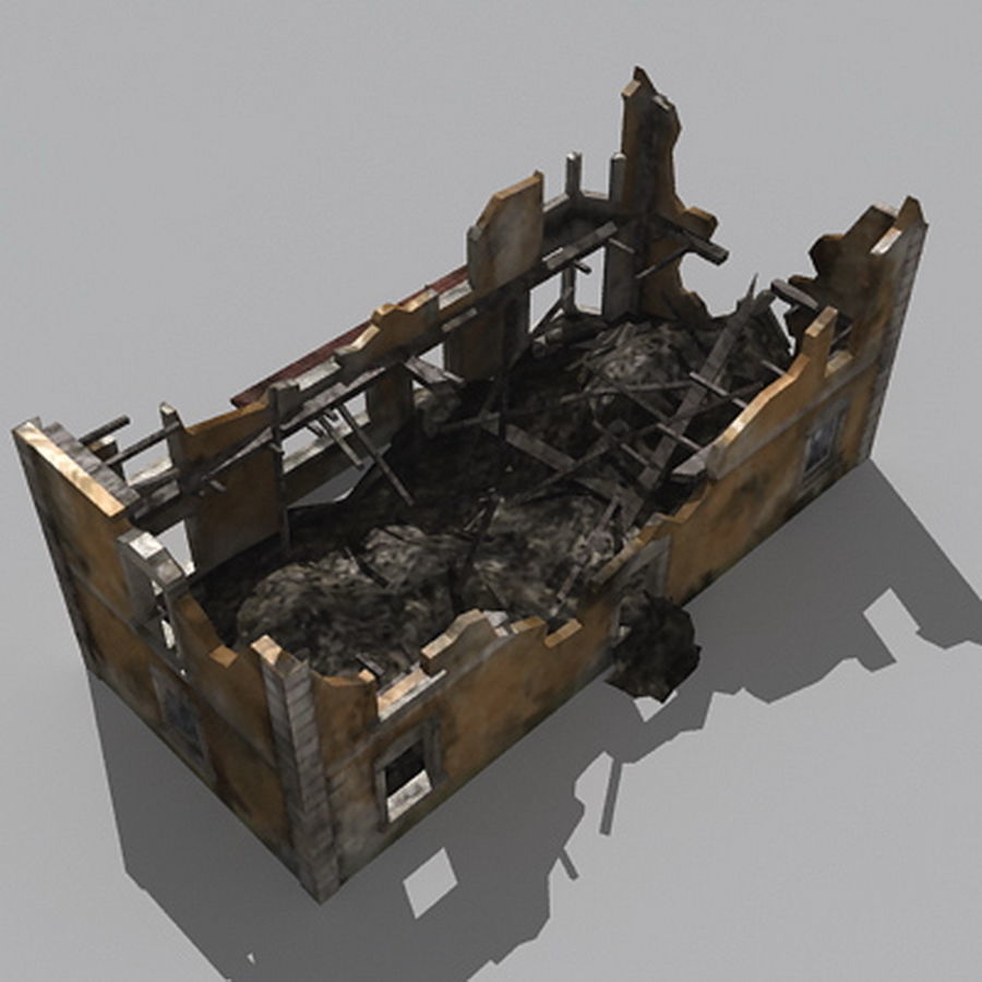 Realistic Old Building Low-poly 3D model_14