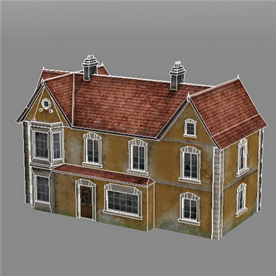 Realistic Old Building Low-poly 3D model_2