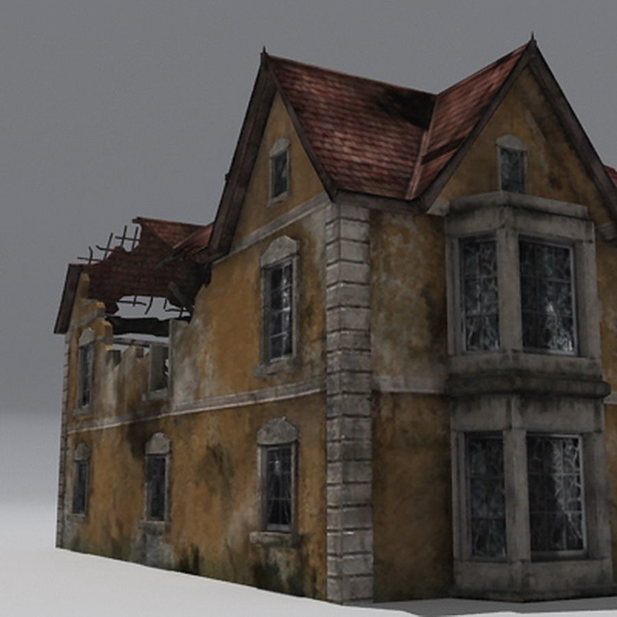 Realistic Old Building Low-poly 3D model_9