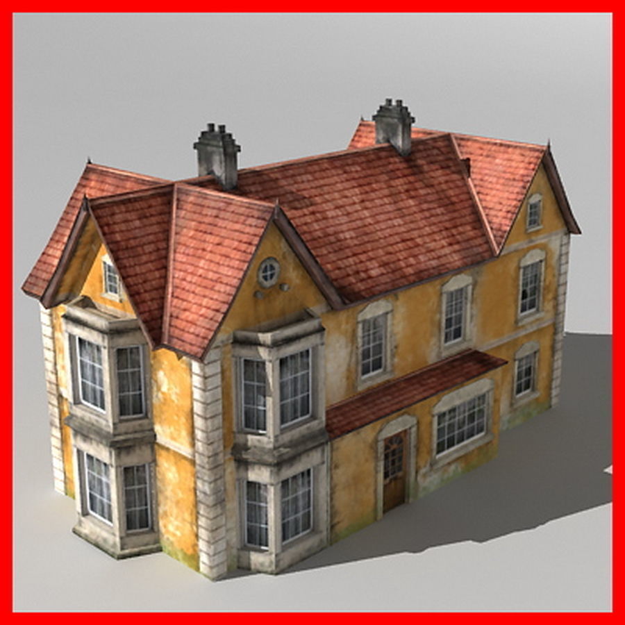 Realistic Old Building Low-poly 3D model_5