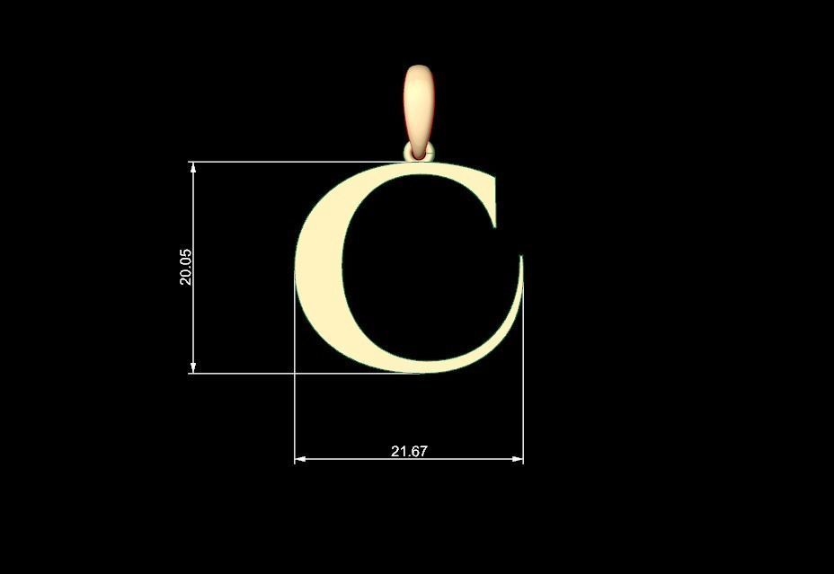 Initial Letters Pendant Cinzel Decorative C 3D print model_4