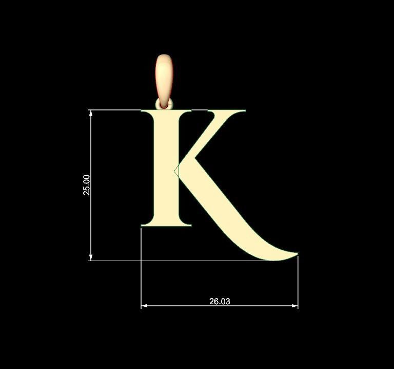 Initial Letters Pendant Cinzel Decorative K 3D print model_5