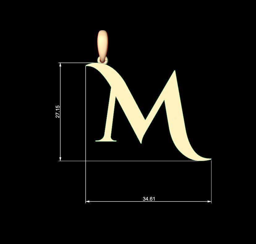 Initial Letters Pendant Cinzel Decorative M 3D print model_5