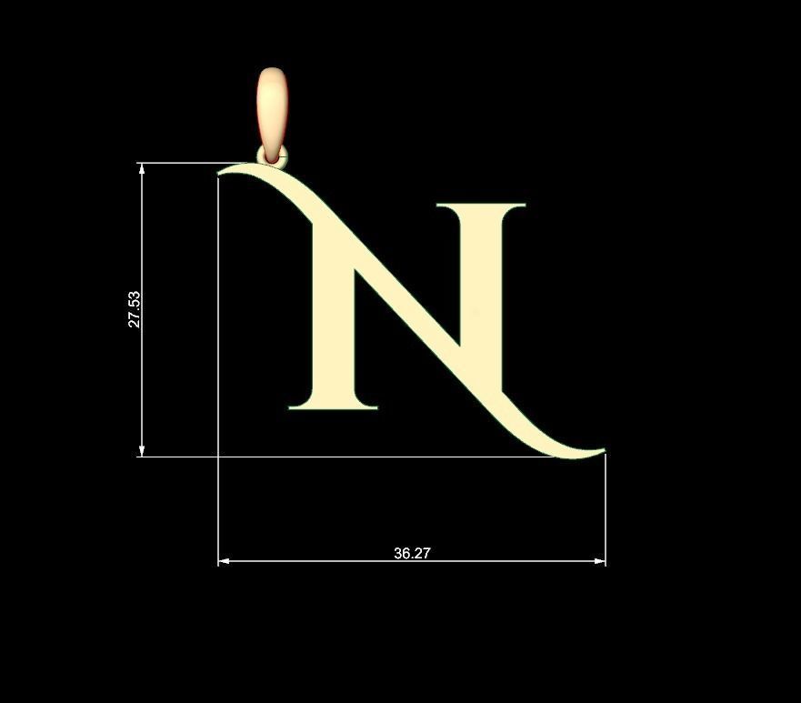 Initial Letters Pendant Cinzel Decorative N 3D print model_5
