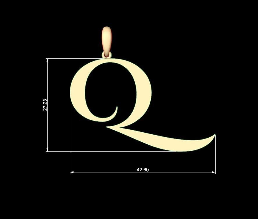 Initial Letters Pendant Cinzel Decorative Q 3D print model_4