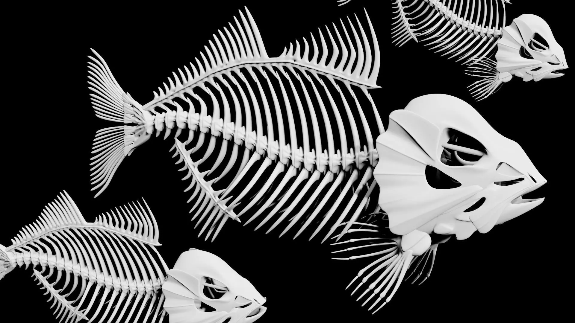 Fish skeleton Low-poly 3D model_0