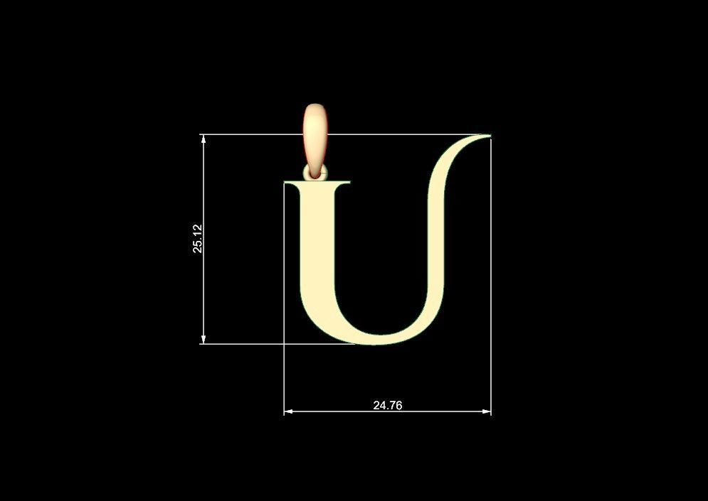 Initial Letters Pendant Cinzel Decorative U 3D print model_4