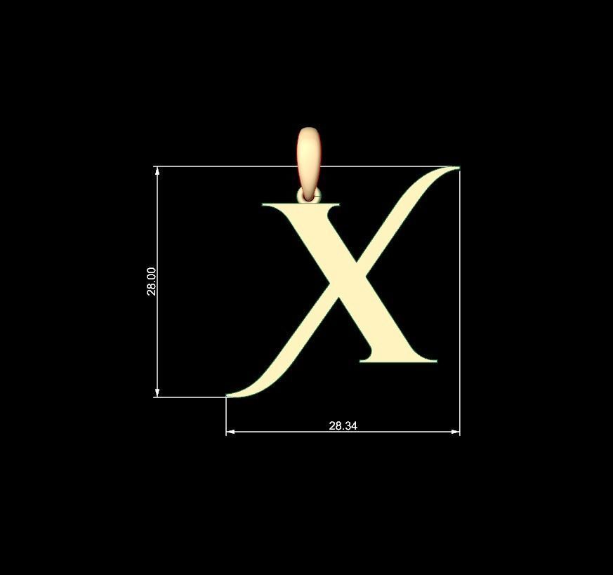 Initial Letters Pendant Cinzel Decorative X 3D print model_4