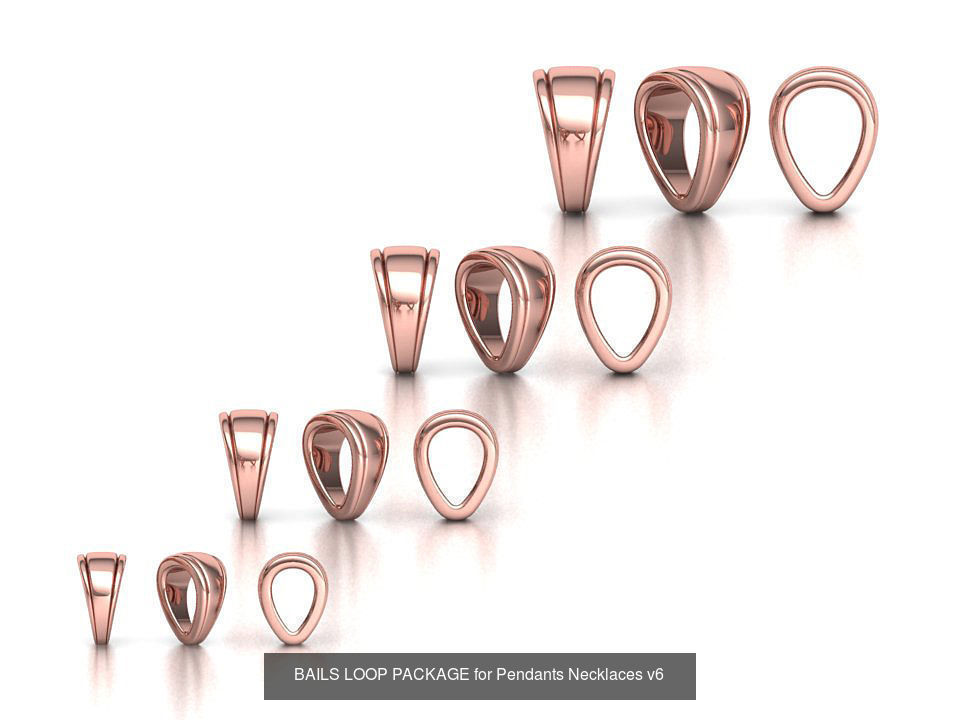 32 TAPERED BAILS PACKAGE for Pendants Necklaces  3D Model Collection_10