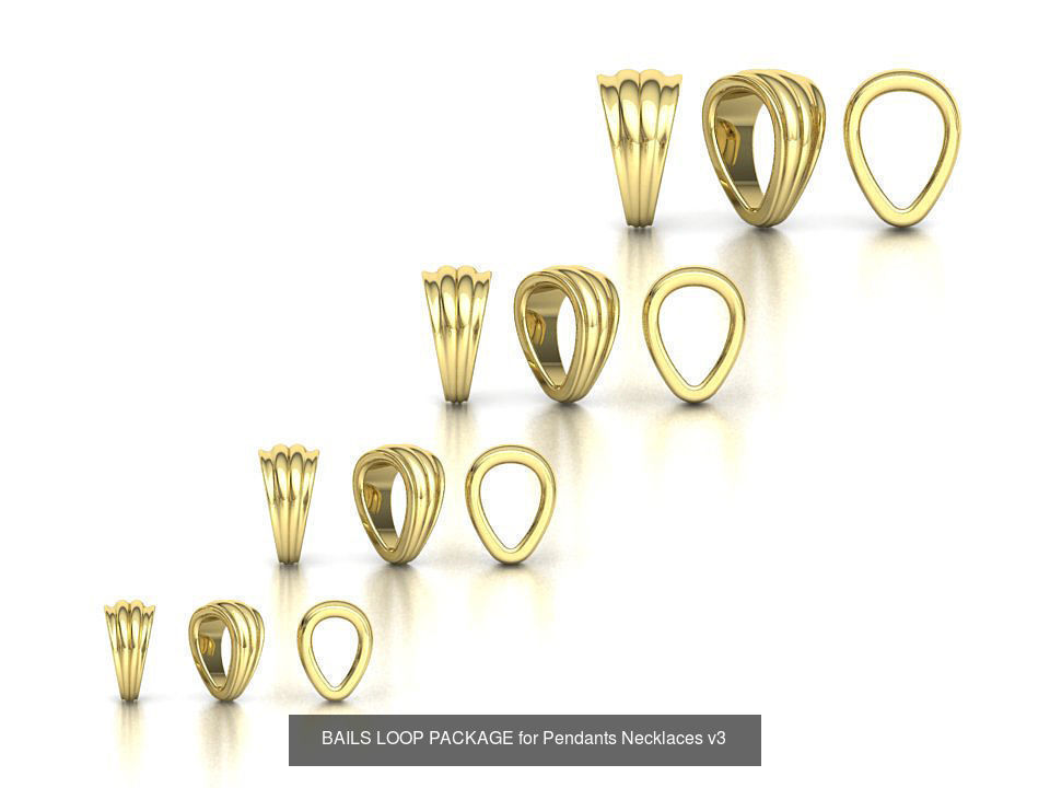 32 TAPERED BAILS PACKAGE for Pendants Necklaces  3D Model Collection_6
