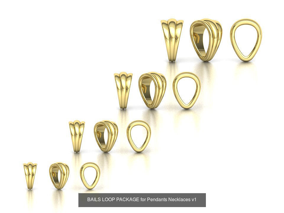 32 TAPERED BAILS PACKAGE for Pendants Necklaces  3D Model Collection_2