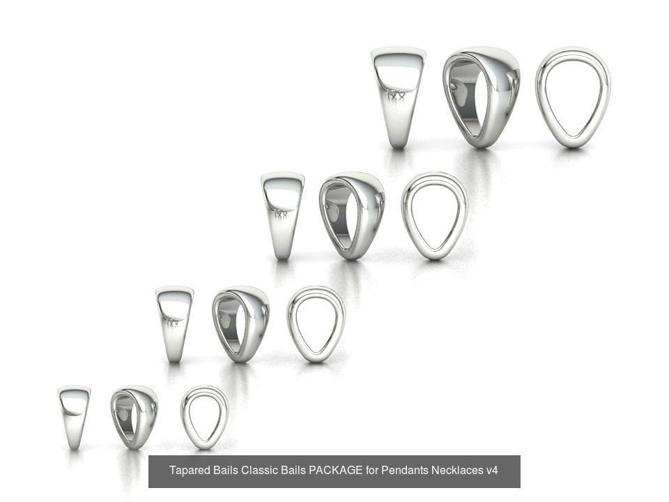 32 TAPERED BAILS PACKAGE for Pendants Necklaces  3D Model Collection_8