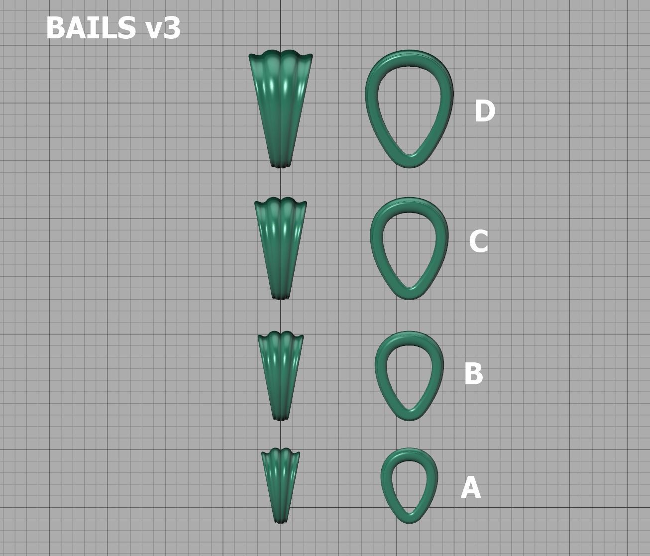 32 TAPERED BAILS PACKAGE for Pendants Necklaces  3D Model Collection_32