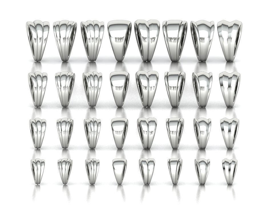32 TAPERED BAILS PACKAGE for Pendants Necklaces  3D Model Collection_3