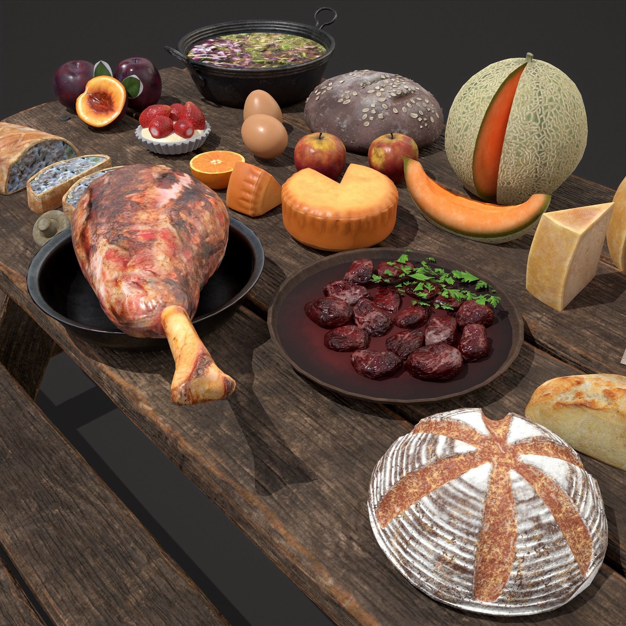 Medieval Picnic Version Two 3D Model Collection_40