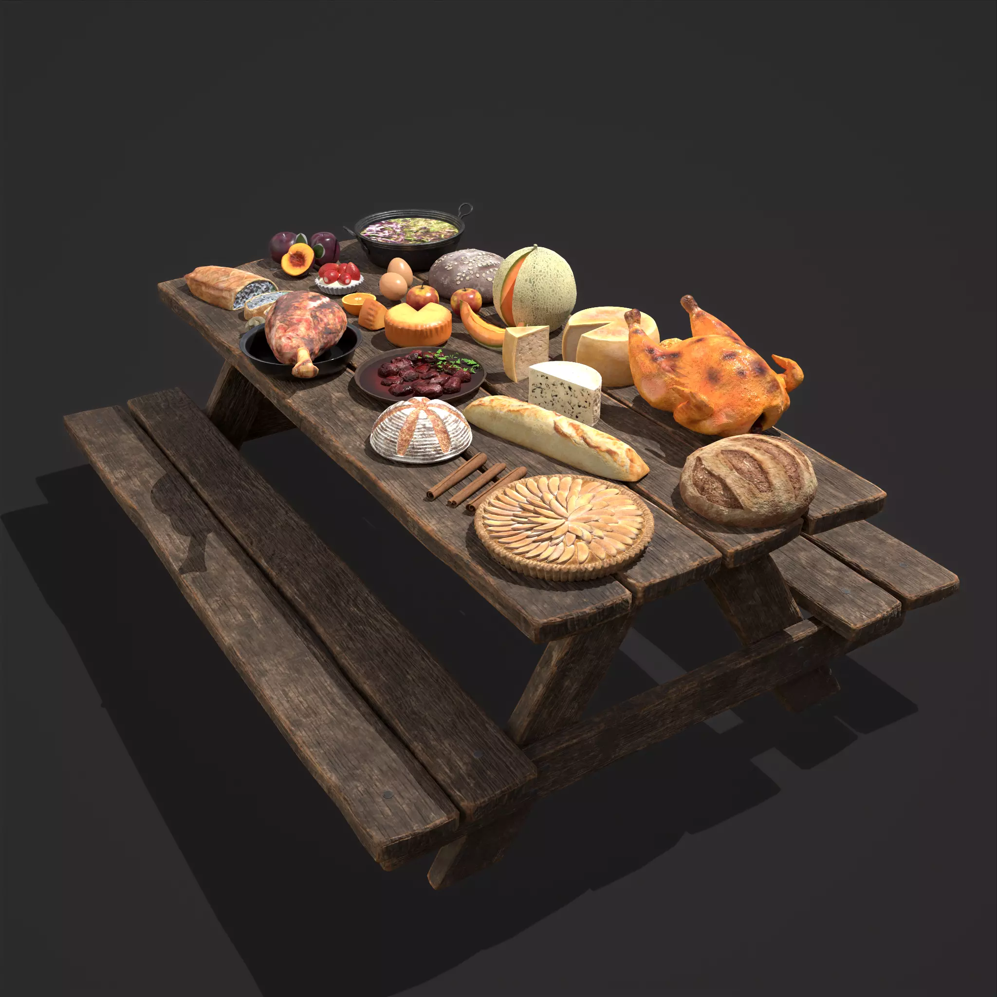 Medieval Picnic Version Two 3D Model Collection_0