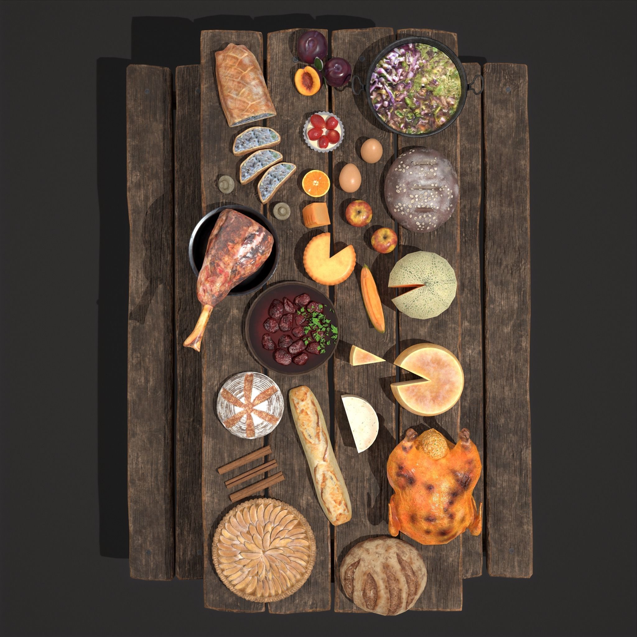 Medieval Picnic Version Two 3D Model Collection_11
